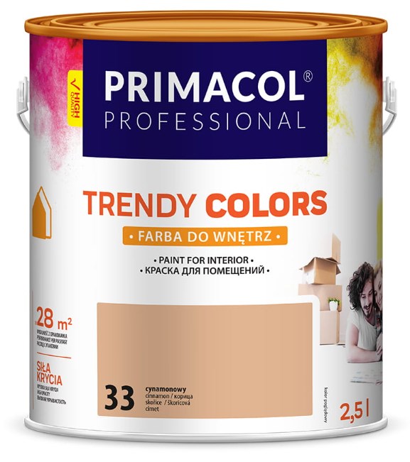 Farba akrylowa Trendy Colors 2,5 l mat cynamonowy do ścian i sufitów